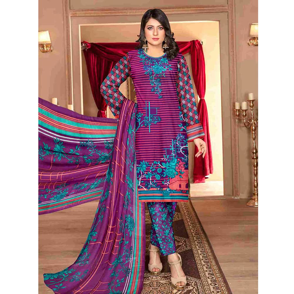 Sawan Classic Printed Lawn 3Pcs Unstitched Suit - B8, Women, 3Pcs Shalwar Suit, Sawan, Chase Value