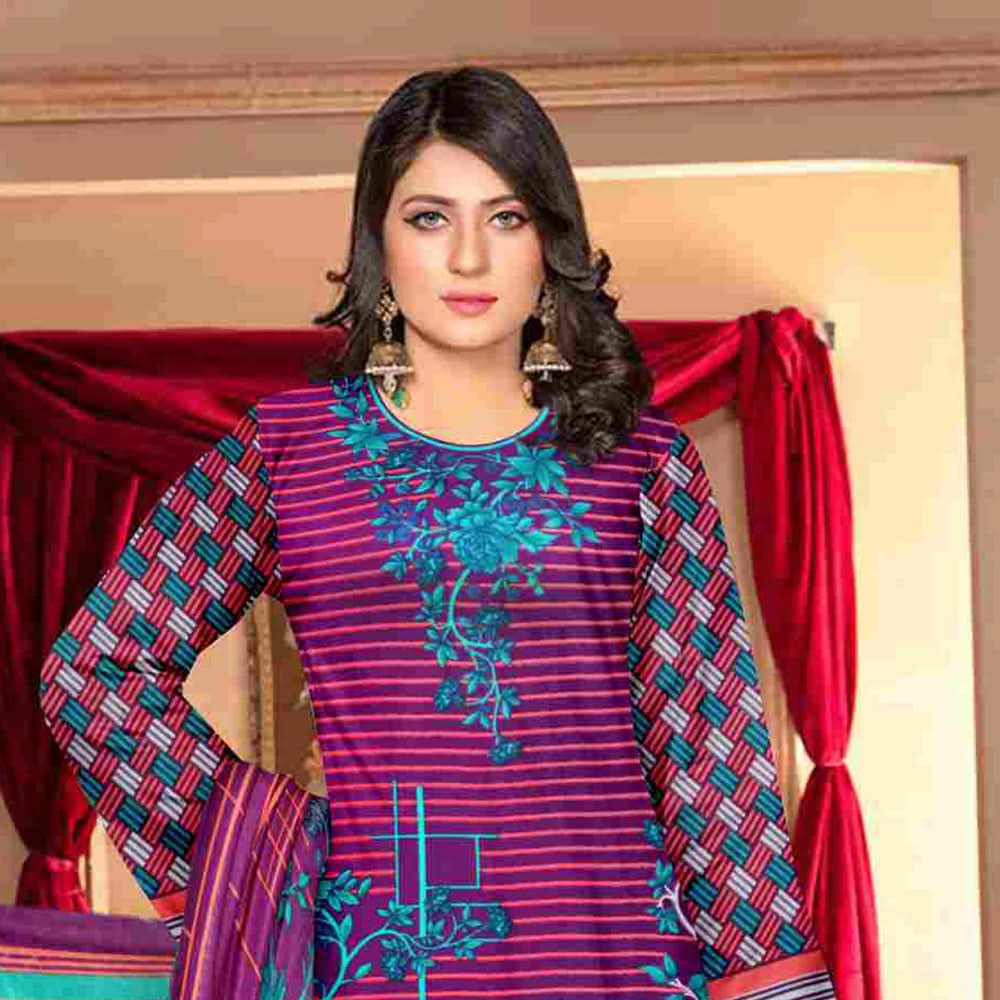 Sawan Classic Printed Lawn 3Pcs Unstitched Suit - B8, Women, 3Pcs Shalwar Suit, Sawan, Chase Value