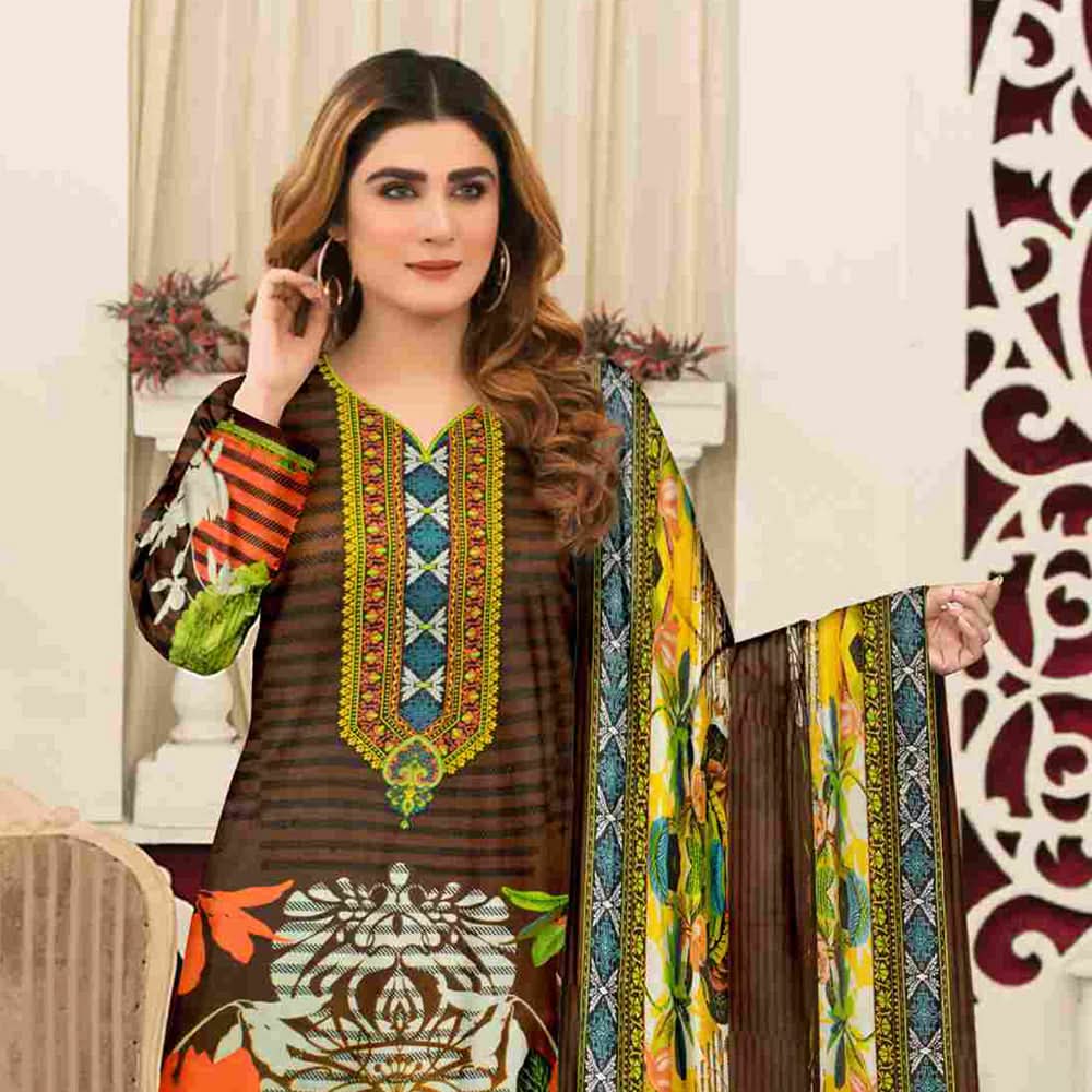 Sawan Classic Printed Lawn 3Pcs Unstitched Suit - C1, Women, 3Pcs Shalwar Suit, Sawan, Chase Value