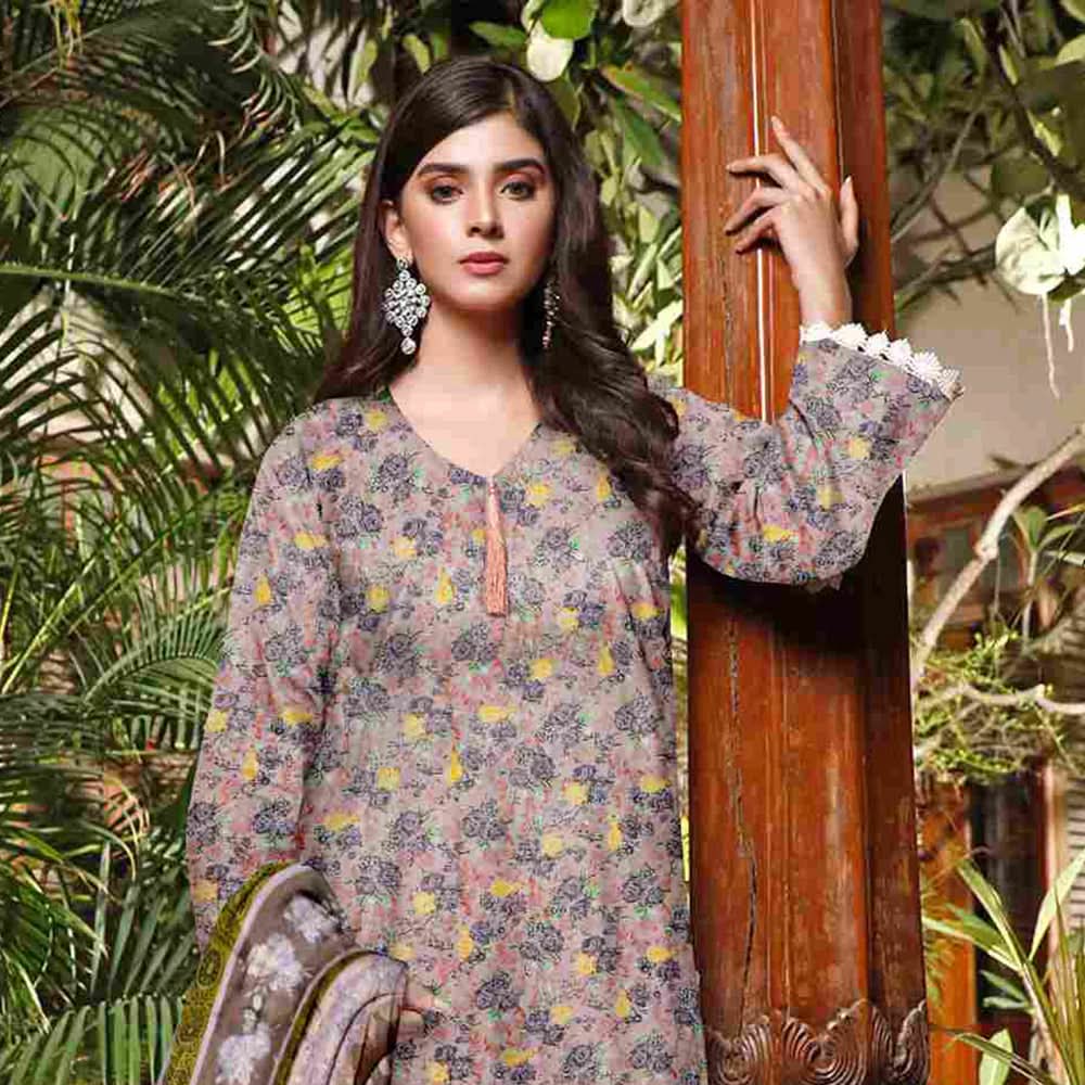 Sawan Classic Printed Lawn 3Pcs Unstitched Suit - C3, Women, 3Pcs Shalwar Suit, Sawan, Chase Value