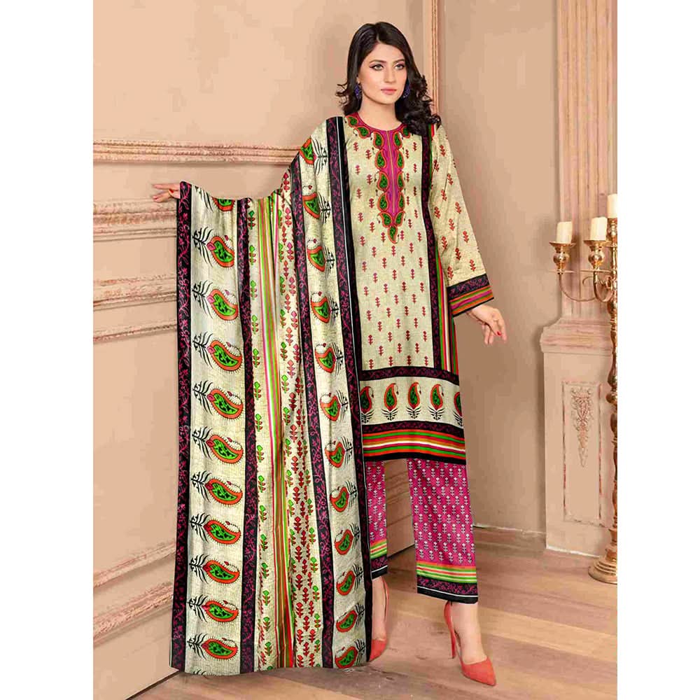 Sawan Classic Printed Lawn 3Pcs Unstitched Suit - C5, Women, 3Pcs Shalwar Suit, Sawan, Chase Value