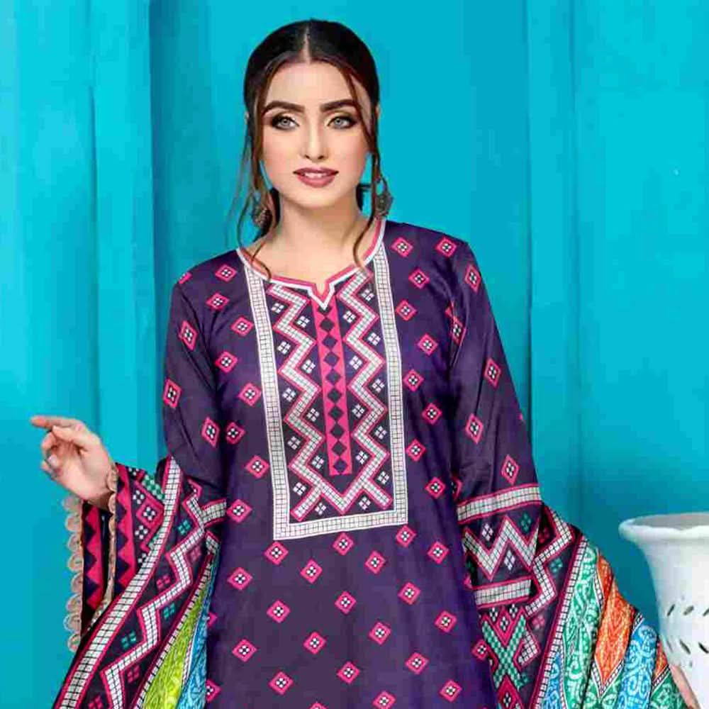 Sawan Classic Printed Lawn 3Pcs Unstitched Suit - C7, Women, 3Pcs Shalwar Suit, Sawan, Chase Value