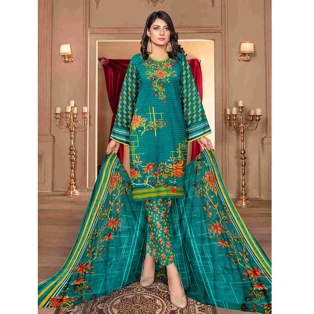 Sawan Classic Printed Lawn 3Pcs Unstitched Suit - C8, Women, 3Pcs Shalwar Suit, Sawan, Chase Value