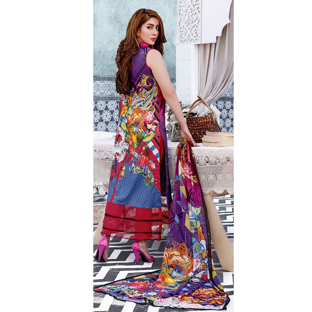 Satrangi Lawn Chicken Kari Digital Printed 3Pcs Unstitched Suit - 1, Women, 3Pcs Shalwar Suit, MI Creation, Chase Value