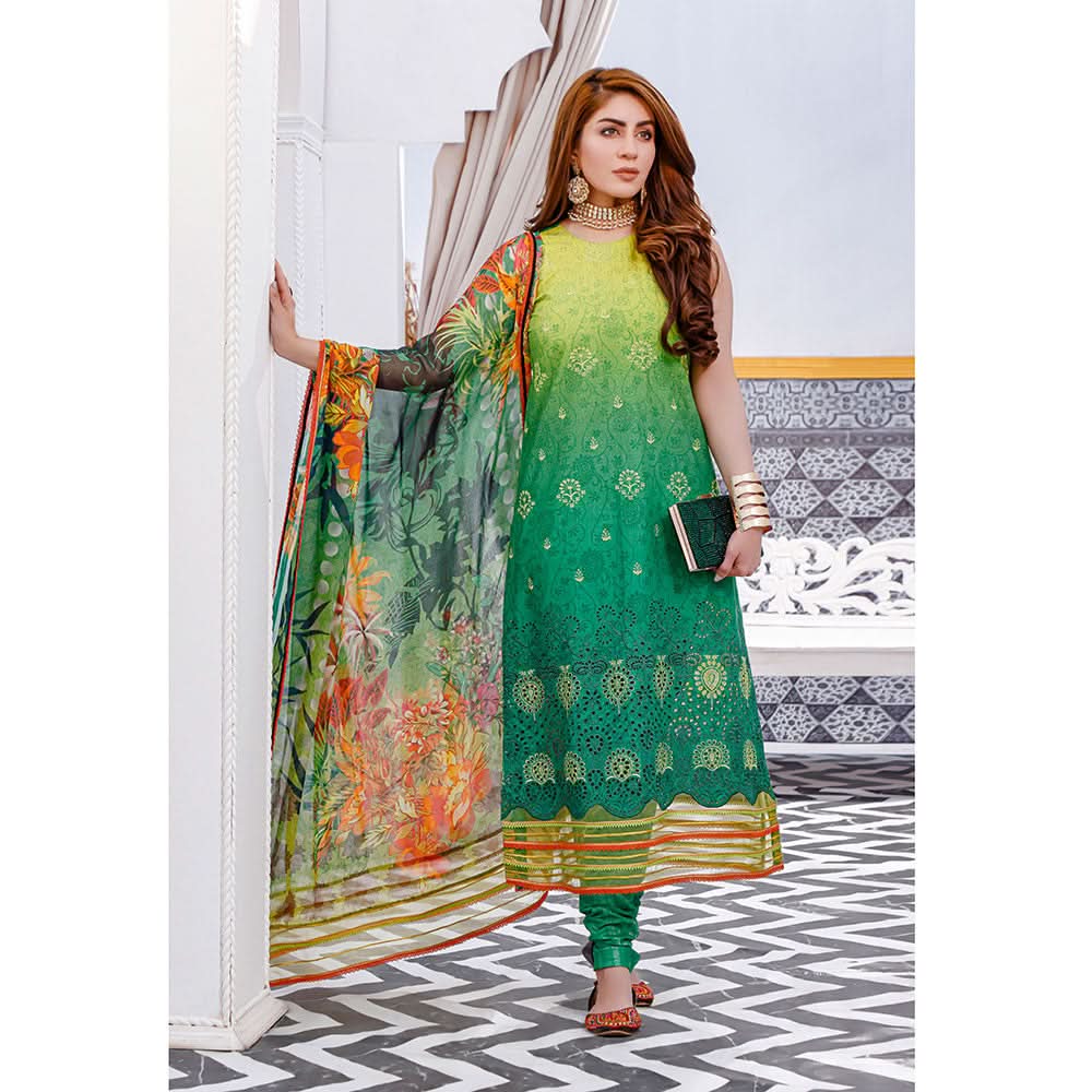 Satrangi Lawn Chicken Kari Digital Printed 3Pcs Unstitched Suit - 3, Women, 3Pcs Shalwar Suit, MI Creation, Chase Value