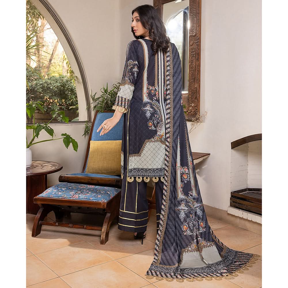 Zoohra Digital Printed Embroidered Lawn Un-Stitched 3Pcs Suit - 2, Women, 3Pcs Shalwar Suit, ZS Textiles, Chase Value