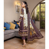 Zoohra Digital Printed Embroidered Lawn Un-Stitched 3Pcs Suit - 4, Women, 3Pcs Shalwar Suit, ZS Textiles, Chase Value