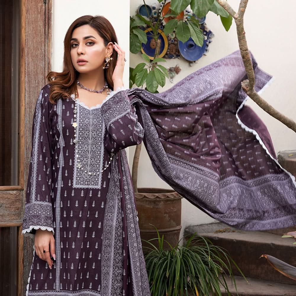 Erum Misha Lawn Printed 3 Pcs Un-Stitched Suit V-4 - B4, Women, 3Pcs Shalwar Suit, Erum Misha, Chase Value