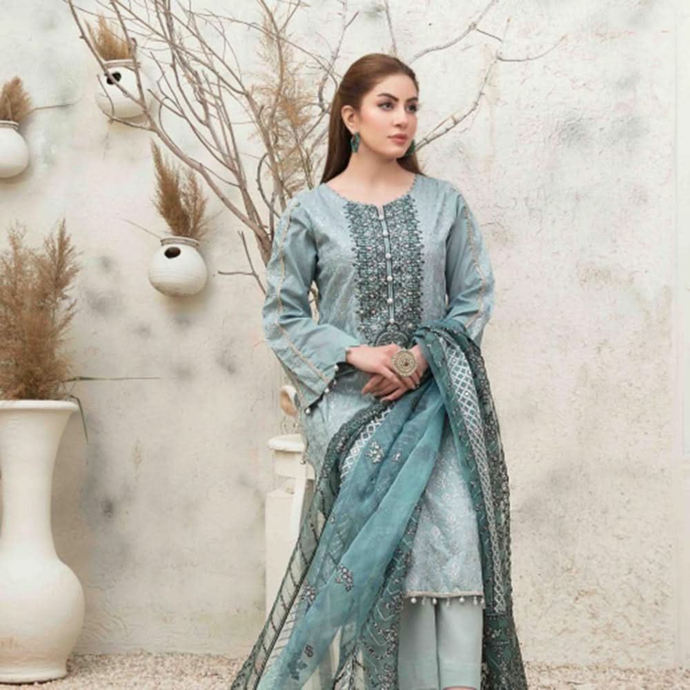 Zysha Embroidered Lawn Zari Fancy Dupatta Un-Stitched 3Pcs Suit - 6554, Women, 3Pcs Shalwar Suit, Tawakkal Fabrics, Chase Value