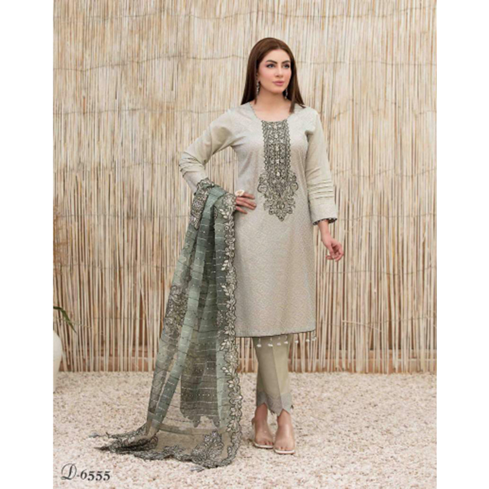 Zysha Embroidered Lawn Zari Fancy Dupatta Un-Stitched 3Pcs Suit - 6555, Women, 3Pcs Shalwar Suit, Tawakkal Fabrics, Chase Value