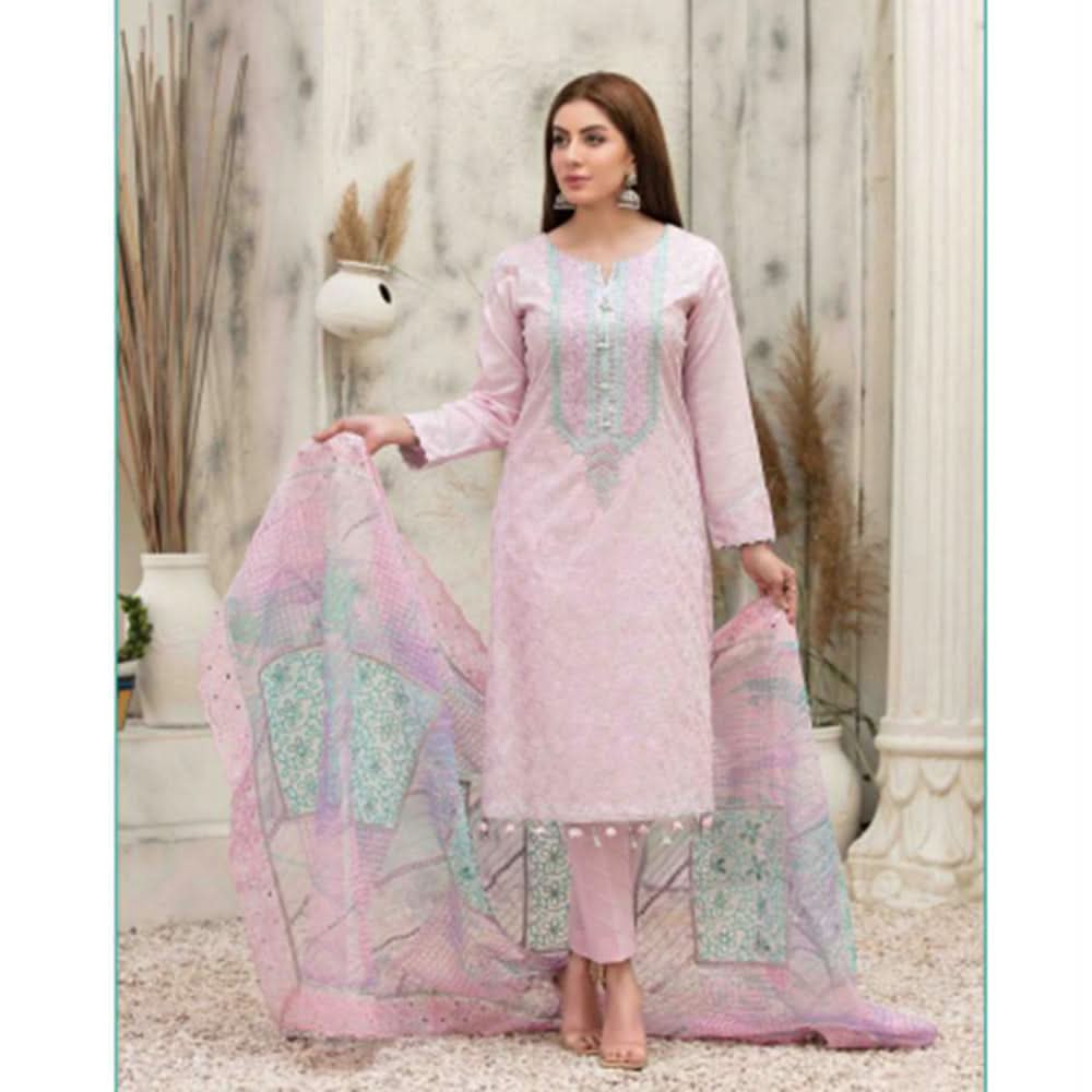 Zysha Embroidered Lawn Zari Fancy Dupatta Un-Stitched 3Pcs Suit - 6556, Women, 3Pcs Shalwar Suit, Tawakkal Fabrics, Chase Value