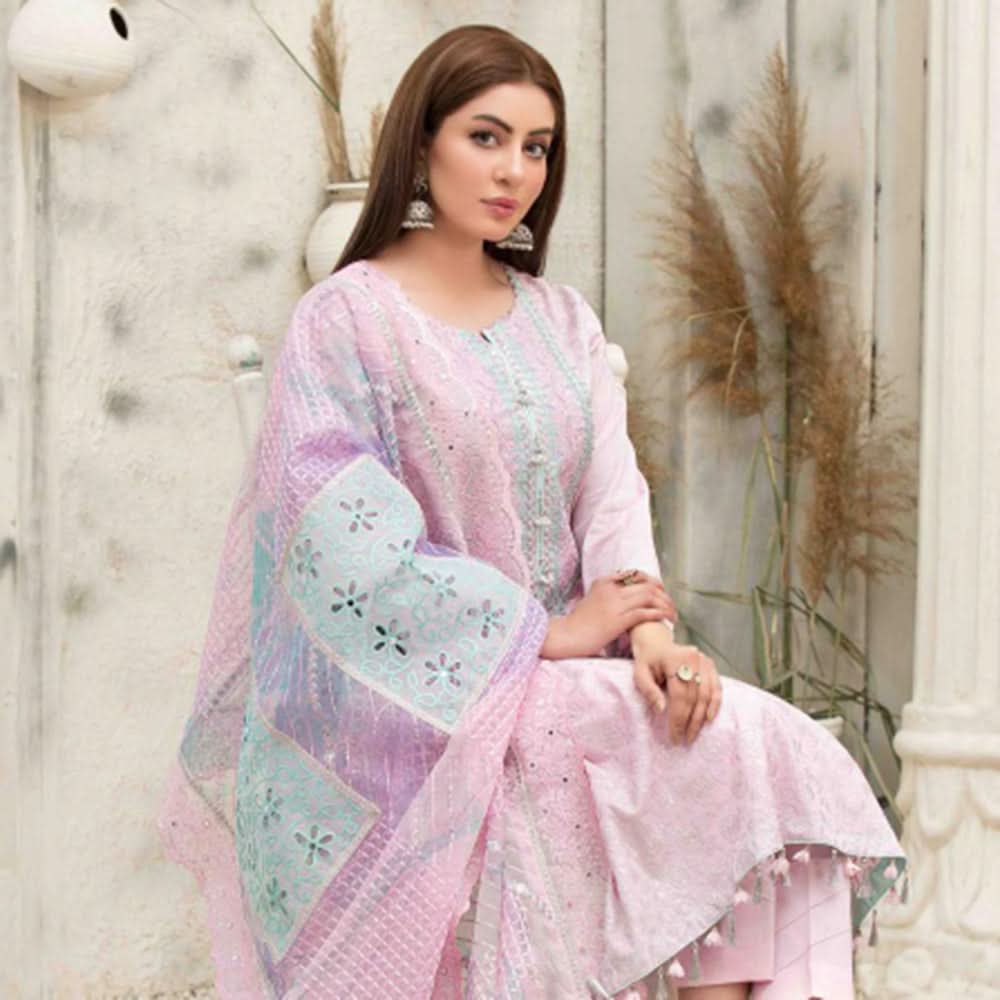 Zysha Embroidered Lawn Zari Fancy Dupatta Un-Stitched 3Pcs Suit - 6556, Women, 3Pcs Shalwar Suit, Tawakkal Fabrics, Chase Value
