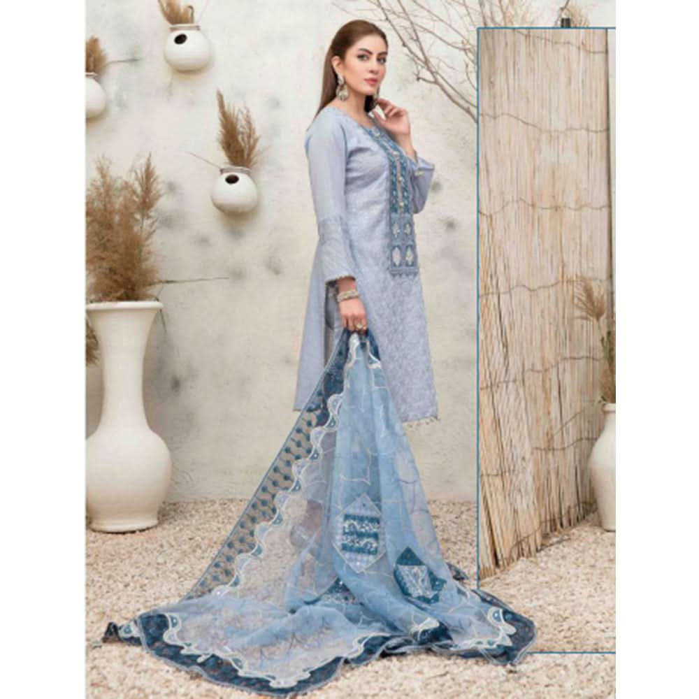 Zysha Embroidered Lawn Zari Fancy Dupatta Un-Stitched 3Pcs Suit - 6557, Women, 3Pcs Shalwar Suit, Tawakkal Fabrics, Chase Value