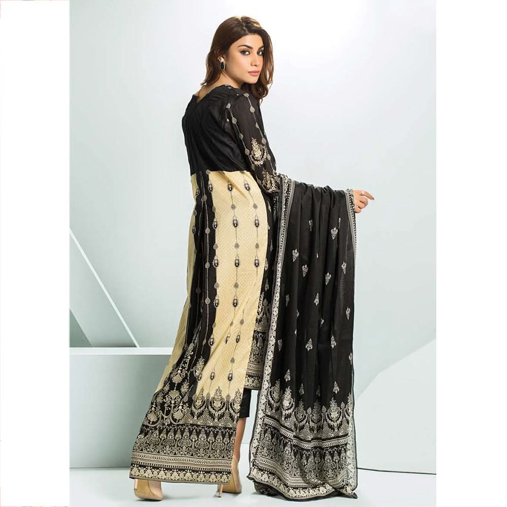Five Star Classic Black & White Printed Lawn 3Pcs Unstitched Suit - 1334, Women, 3Pcs Shalwar Suit, Chase Value, Chase Value