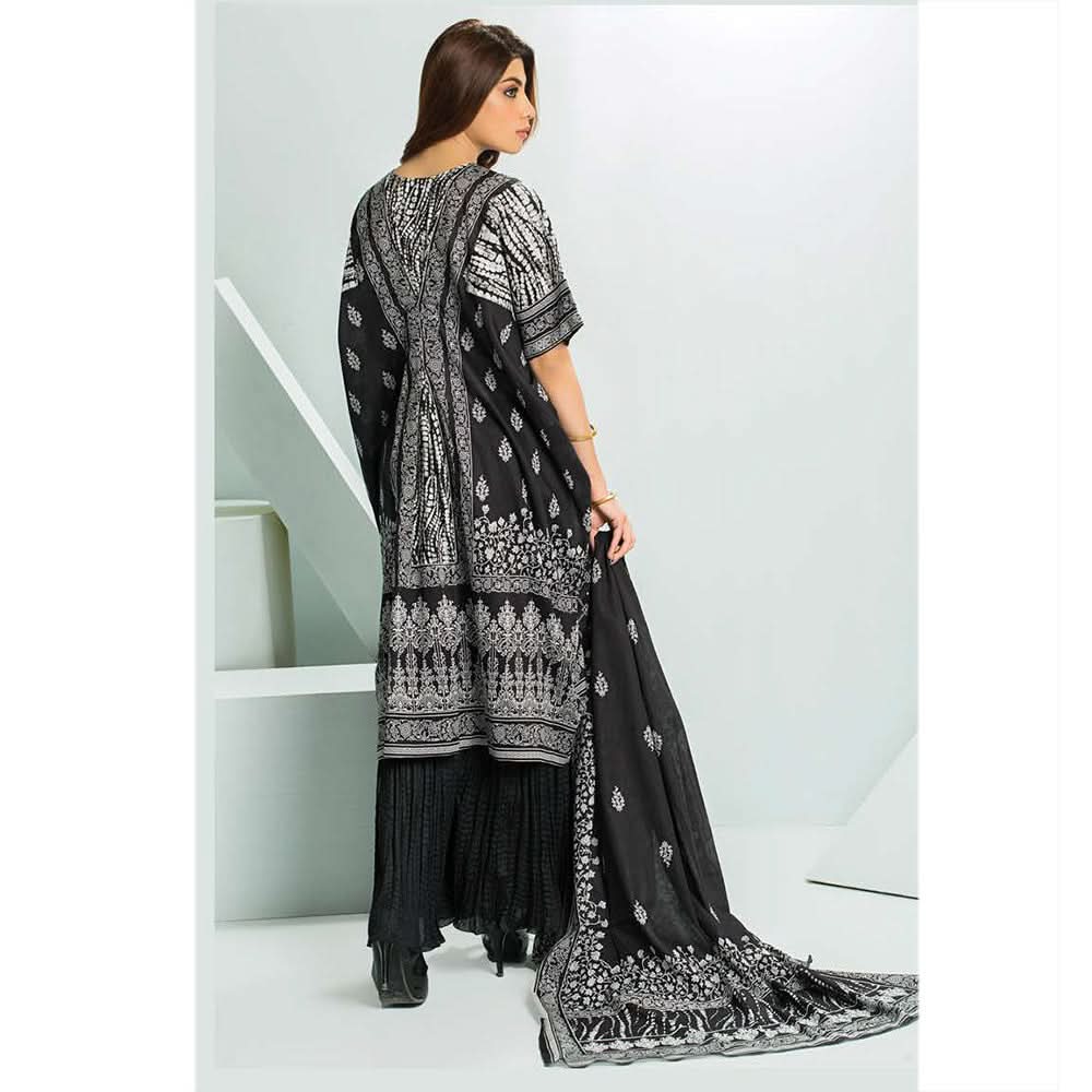 Five Star Classic Black & White Printed Lawn 3Pcs Unstitched Suit - 1336, Women, 3Pcs Shalwar Suit, Chase Value, Chase Value