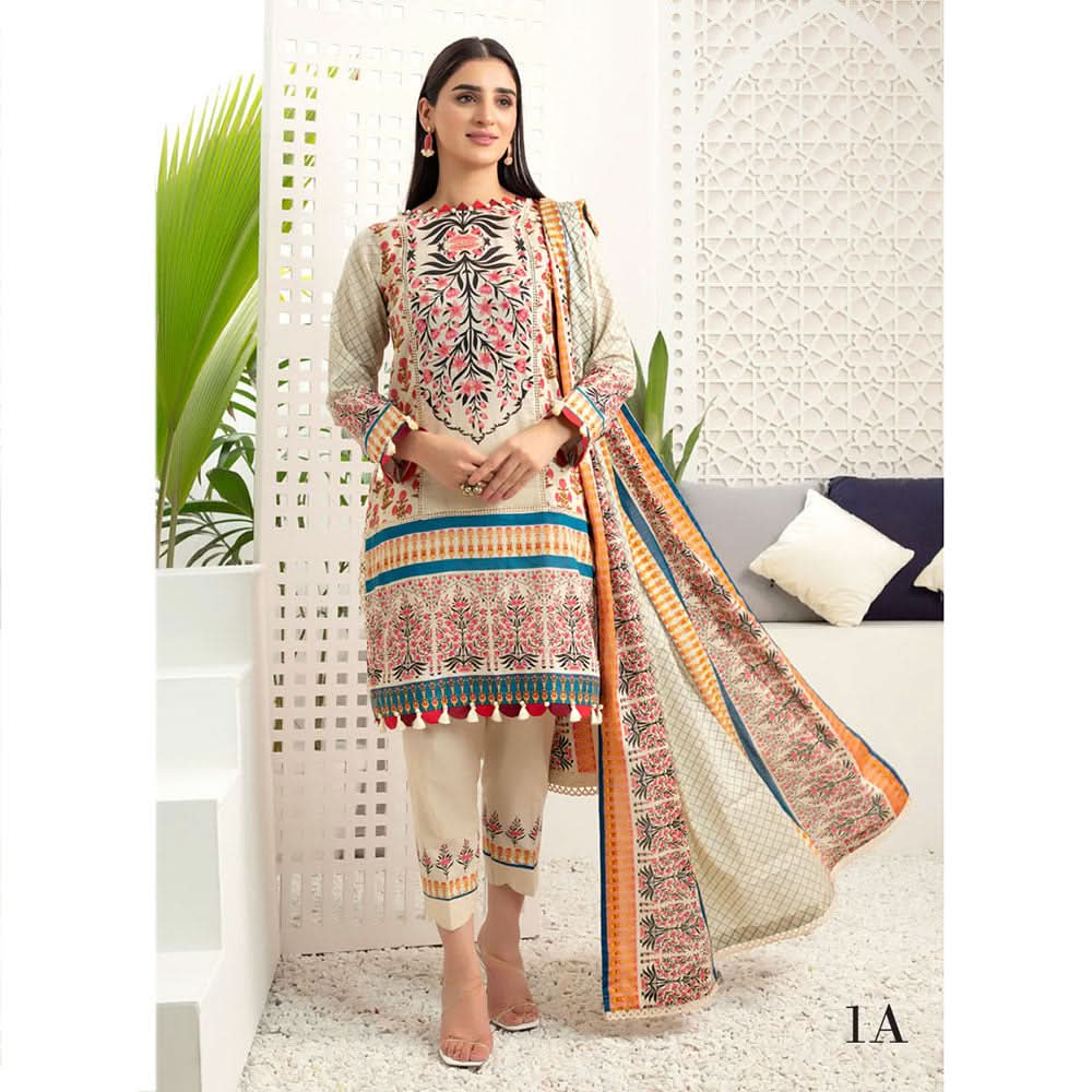 Monsoon Printed Lawn Unstitched 3Pcs Suit V3 - A1, Women, 3Pcs Shalwar Suit, Al-Zohaib Textiles, Chase Value