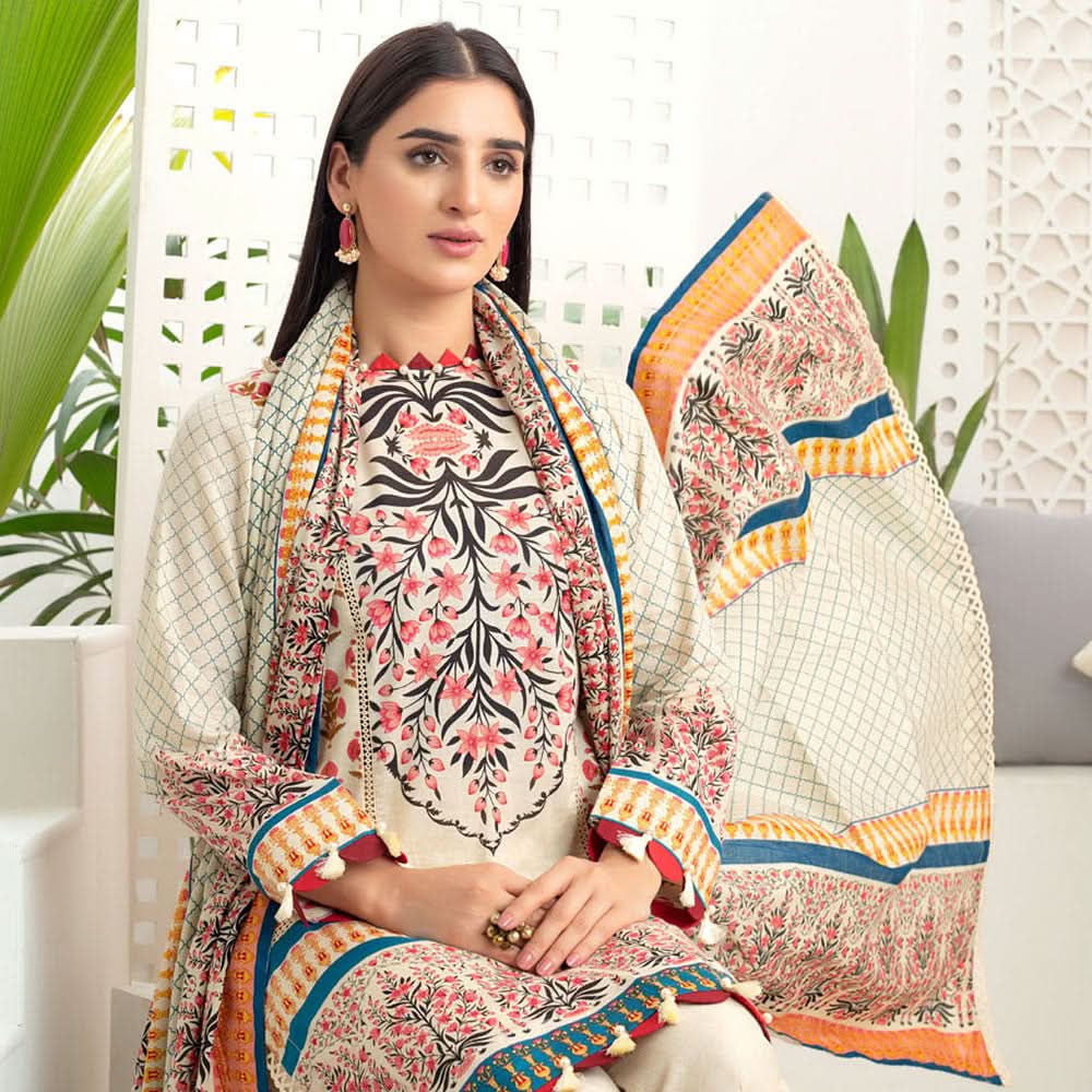 Monsoon Printed Lawn Unstitched 3Pcs Suit V3 - A1, Women, 3Pcs Shalwar Suit, Al-Zohaib Textiles, Chase Value
