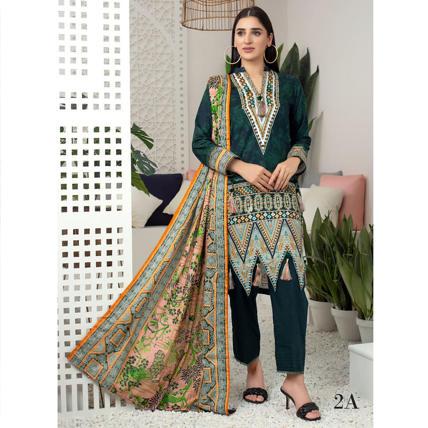 Monsoon Printed Lawn Unstitched 3Pcs Suit V3 - A2, Women, 3Pcs Shalwar Suit, Al-Zohaib Textiles, Chase Value