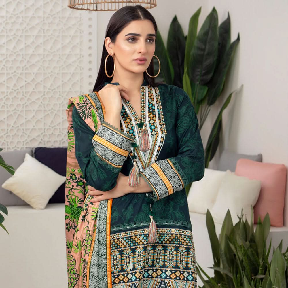 Monsoon Printed Lawn Unstitched 3Pcs Suit V3 - A2, Women, 3Pcs Shalwar Suit, Al-Zohaib Textiles, Chase Value