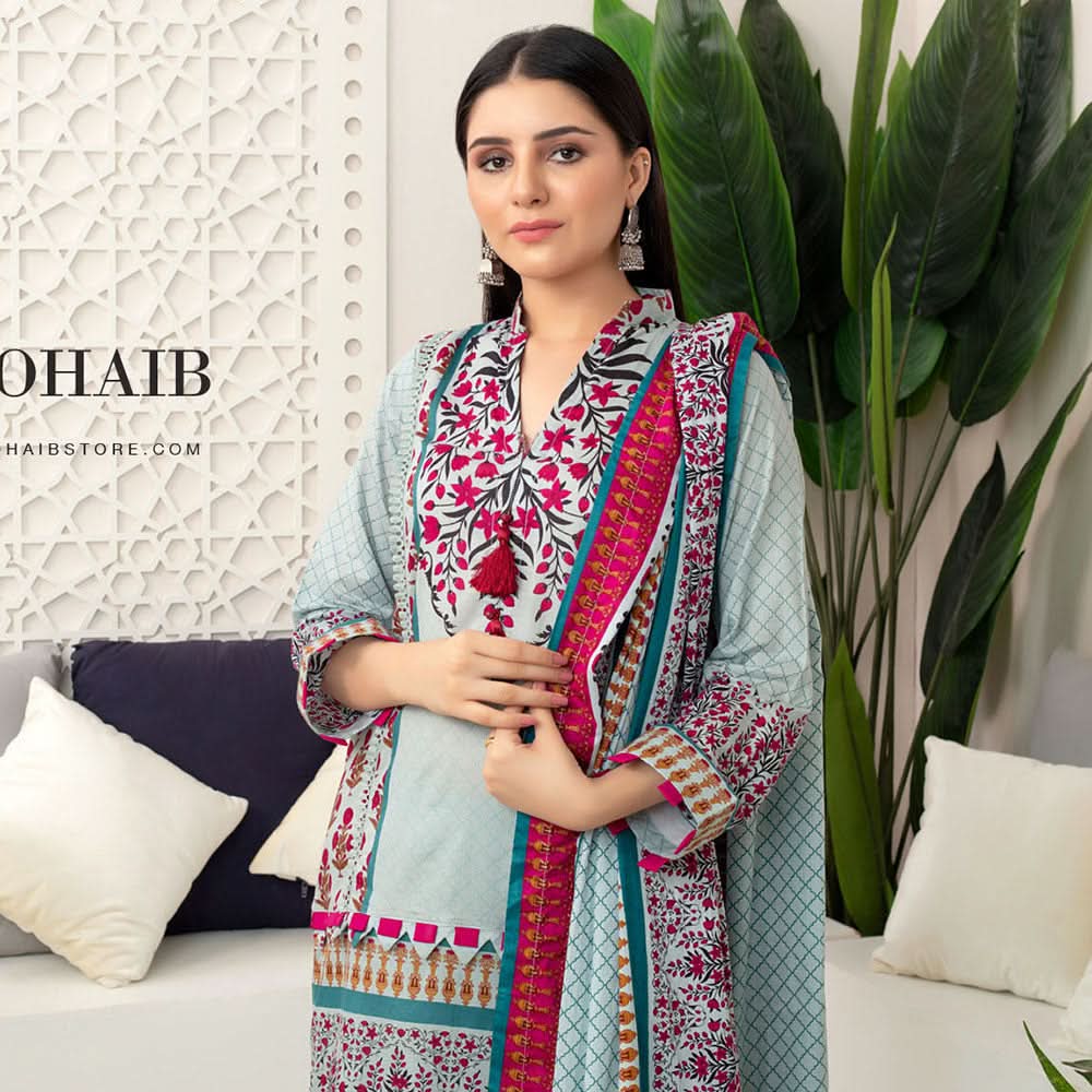Monsoon Printed Lawn Unstitched 3Pcs Suit V3 - B1, Women, 3Pcs Shalwar Suit, Al-Zohaib Textiles, Chase Value