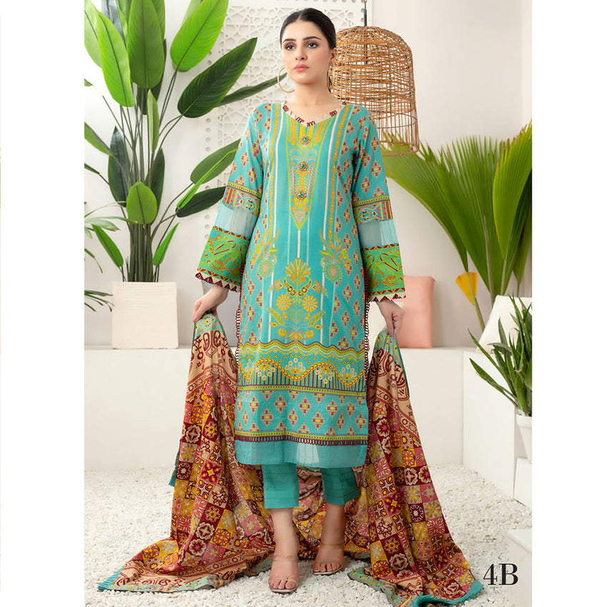 Monsoon Printed Lawn Unstitched 3Pcs Suit V3 - B4, Women, 3Pcs Shalwar Suit, Al-Zohaib Textiles, Chase Value