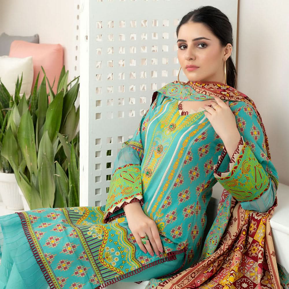 Monsoon Printed Lawn Unstitched 3Pcs Suit V3 - B4, Women, 3Pcs Shalwar Suit, Al-Zohaib Textiles, Chase Value