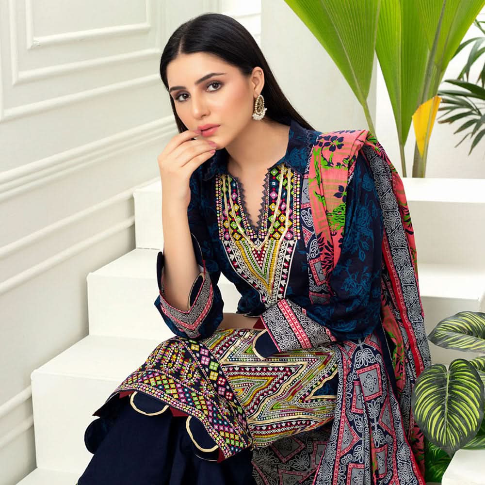 Monsoon Printed Lawn Unstitched 3Pcs Suit V3 - C2, Women, 3Pcs Shalwar Suit, Al-Zohaib Textiles, Chase Value