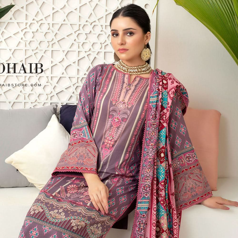 Monsoon Printed Lawn Unstitched 3Pcs Suit V3 - C4, Women, 3Pcs Shalwar Suit, Al-Zohaib Textiles, Chase Value