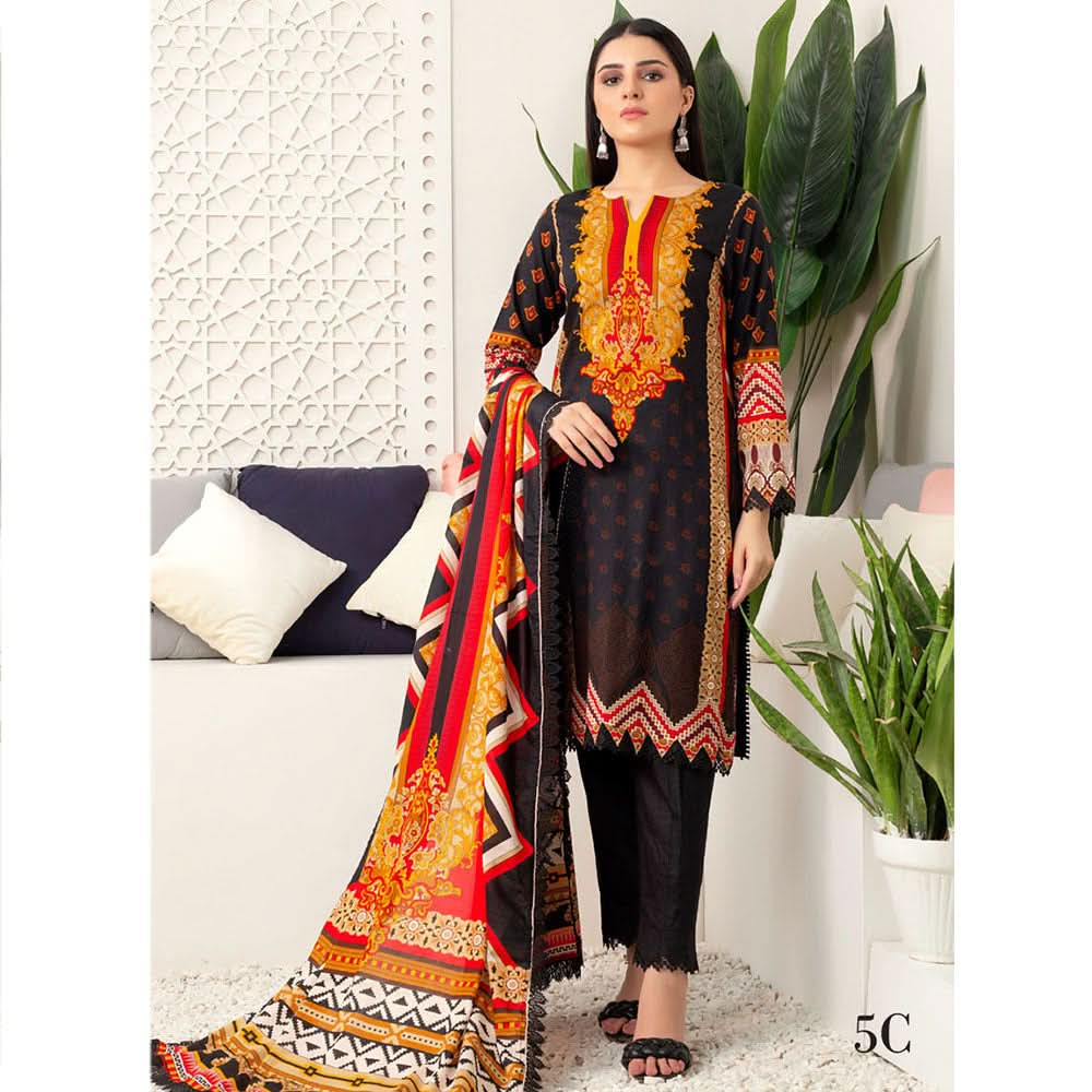 Monsoon Printed Lawn Unstitched 3Pcs Suit V3 - C5, Women, 3Pcs Shalwar Suit, Al-Zohaib Textiles, Chase Value