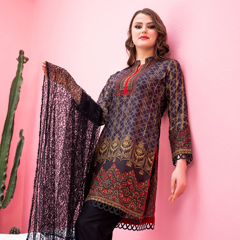 Malai Unstitched 3Pcs Suit V2 - 005, Women, 3Pcs Shalwar Suit, Chase Value, Chase Value
