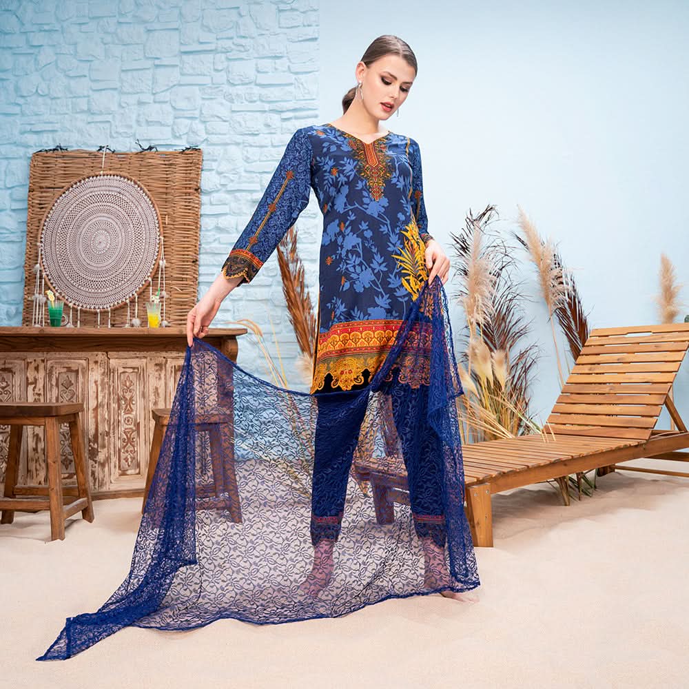 Malai Unstitched 3Pcs Suit V2 - 008, Women, 3Pcs Shalwar Suit, Chase Value, Chase Value