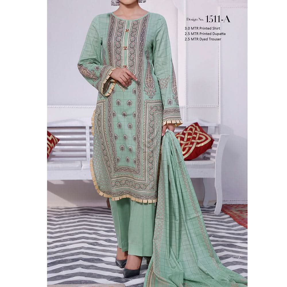 Daman Lawn 3 Pcs Unstitched Suit - 1511-A, Women, 3Pcs Shalwar Suit, VS Textiles, Chase Value