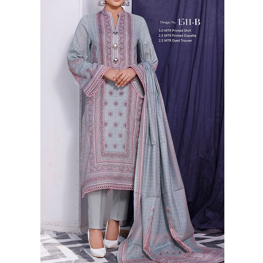 Daman Lawn 3 Pcs Unstitched Suit - 1511-B, Women, 3Pcs Shalwar Suit, VS Textiles, Chase Value
