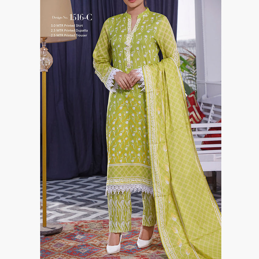 Daman Lawn 3 Pcs Unstitched Suit - 1516-C, Women, 3Pcs Shalwar Suit, VS Textiles, Chase Value