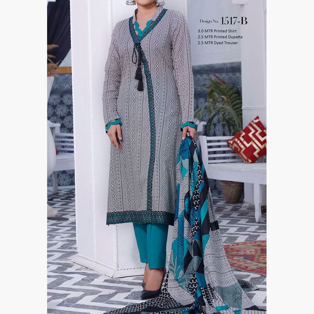 Daman Lawn 3 Pcs Unstitched Suit - 1517-B, Women, 3Pcs Shalwar Suit, VS Textiles, Chase Value