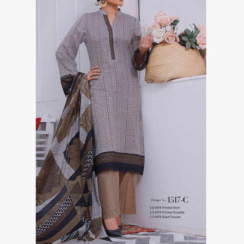 Daman Lawn 3 Pcs Unstitched Suit - 1517-C, Women, 3Pcs Shalwar Suit, VS Textiles, Chase Value