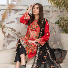 Wijdan Malaika Embroidered Luxury Lawn 3Pcs Un-Stitched Suit - 1, Women, 3Pcs Shalwar Suit, Salam's Textiles, Chase Value