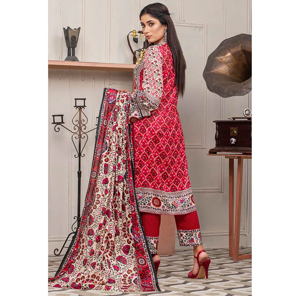 Three Star Printed Lawn 3 Pcs Un-Stitched Suit Vol 5 - 1-A, Women, 3Pcs Shalwar Suit, Al Dawood Textiles, Chase Value