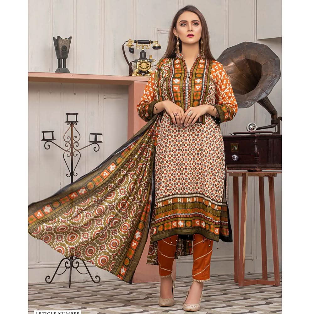 Three Star Printed Lawn 3 Pcs Un-Stitched Suit Vol 5 - 2-B, Women, 3Pcs Shalwar Suit, Al Dawood Textiles, Chase Value