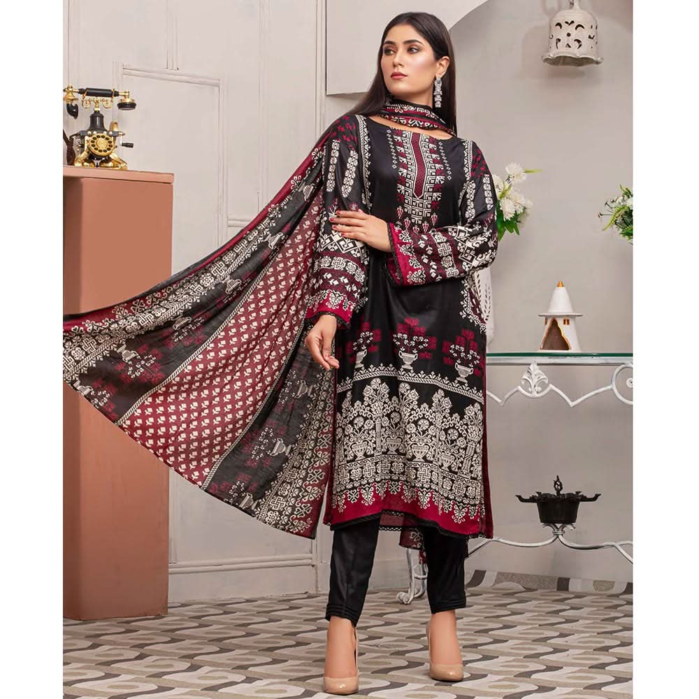 Three Star Printed Lawn 3 Pcs Un-Stitched Suit Vol 5 - 4-A, Women, 3Pcs Shalwar Suit, Al-Dawood Textiles, Chase Value