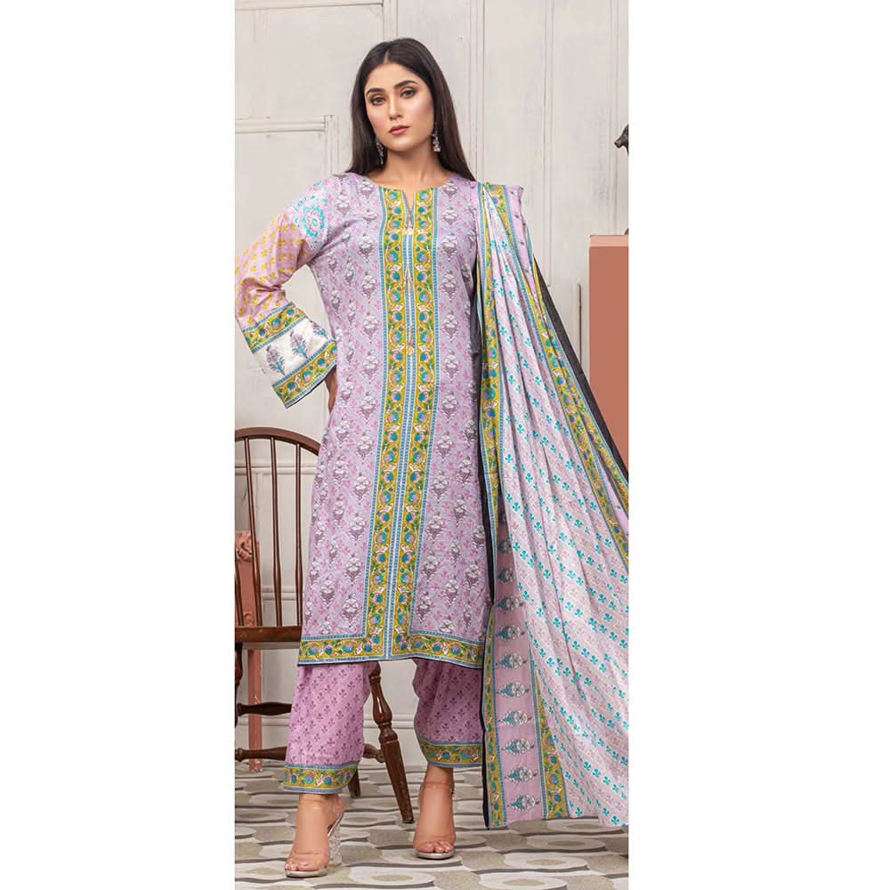 Three Star Printed Lawn 3 Pcs Un-Stitched Suit Vol 5 - 5-A, Women, 3Pcs Shalwar Suit, Al Dawood Textiles, Chase Value