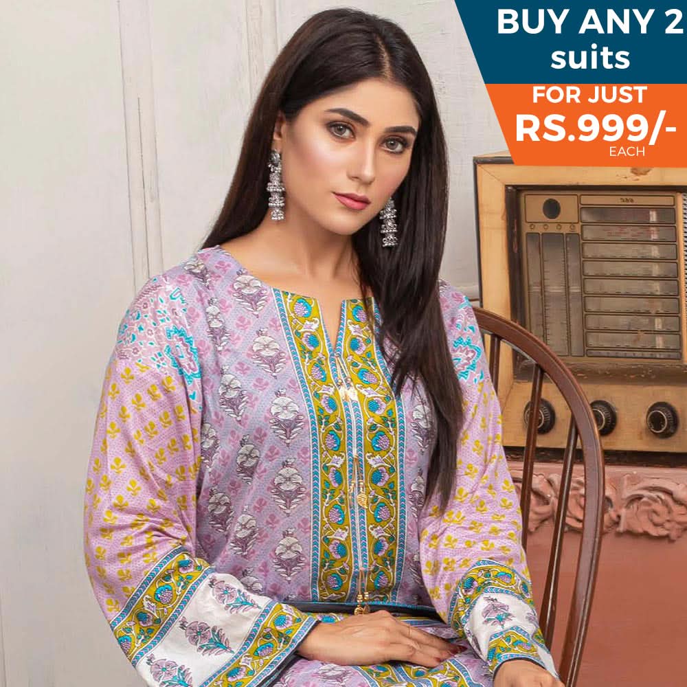 Three Star Printed Lawn 3 Pcs Un-Stitched Suit Vol 5 - 5-A, Women, 3Pcs Shalwar Suit, Al Dawood Textiles, Chase Value