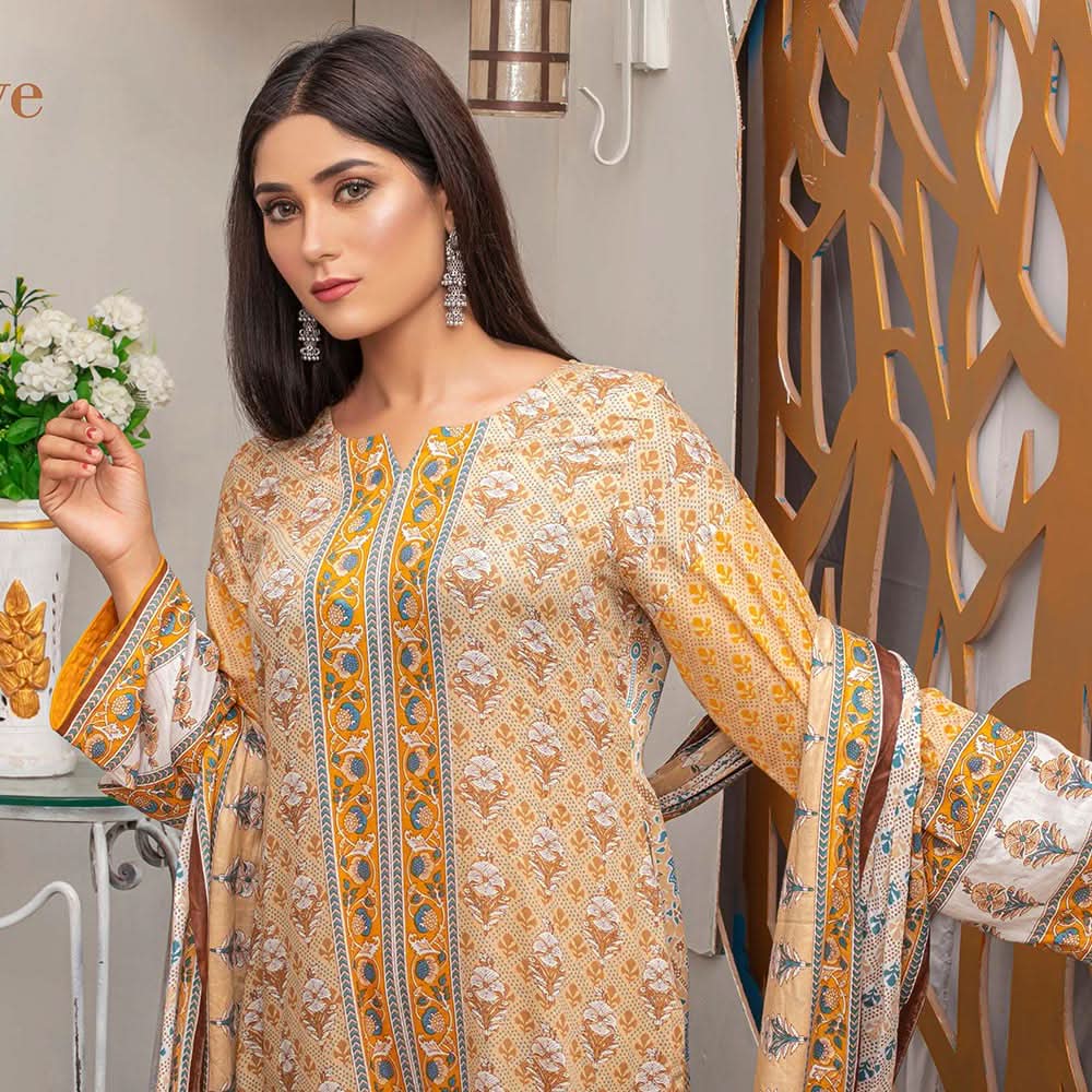 Three Star Printed Lawn 3 Pcs Un-Stitched Suit Vol 5 - 5-B, Women, 3Pcs Shalwar Suit, Al Dawood Textiles, Chase Value