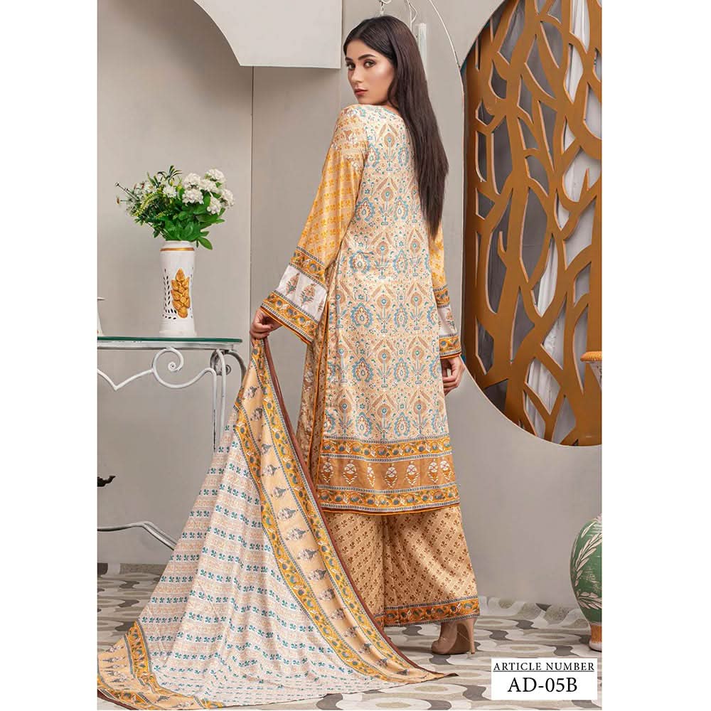 Three Star Printed Lawn 3 Pcs Un-Stitched Suit Vol 5 - 5-B, Women, 3Pcs Shalwar Suit, Al Dawood Textiles, Chase Value
