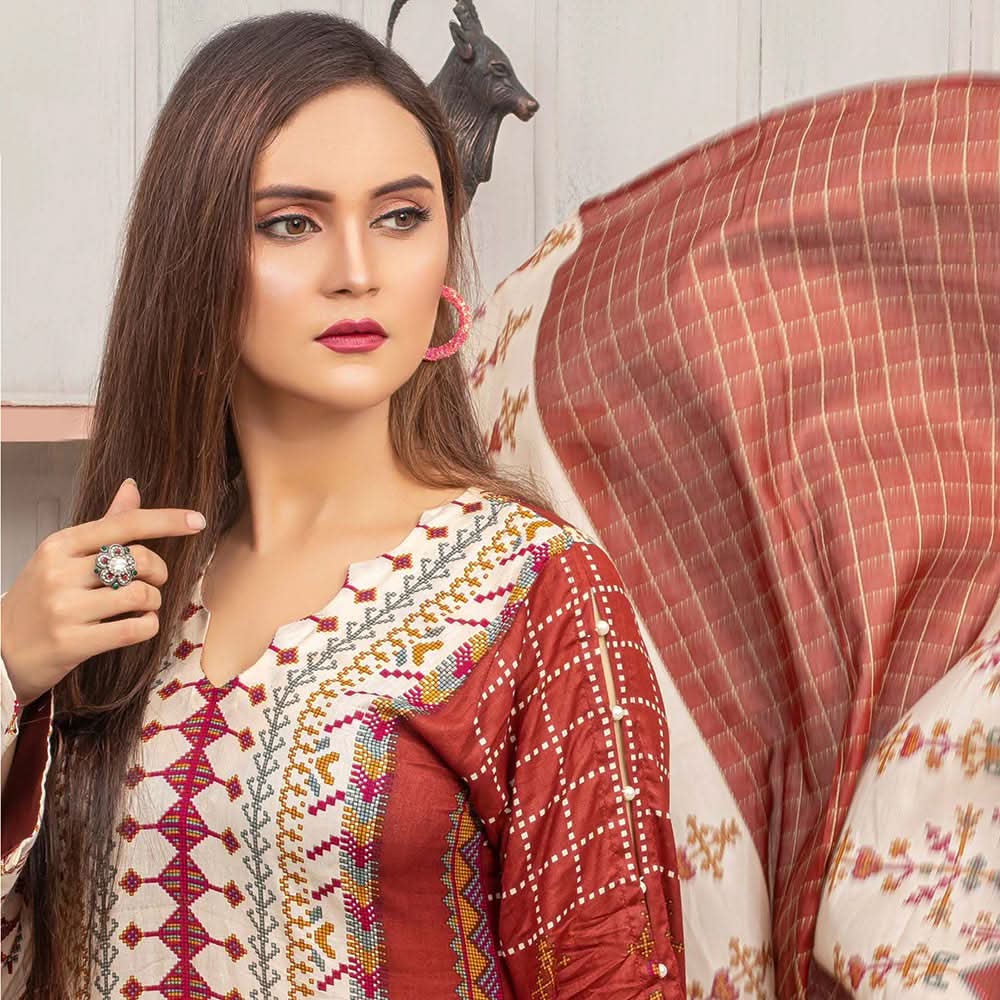 Three Star Printed Lawn 3 Pcs Un-Stitched Suit Vol 5 - 6-A, Women, 3Pcs Shalwar Suit, Al Dawood Textiles, Chase Value