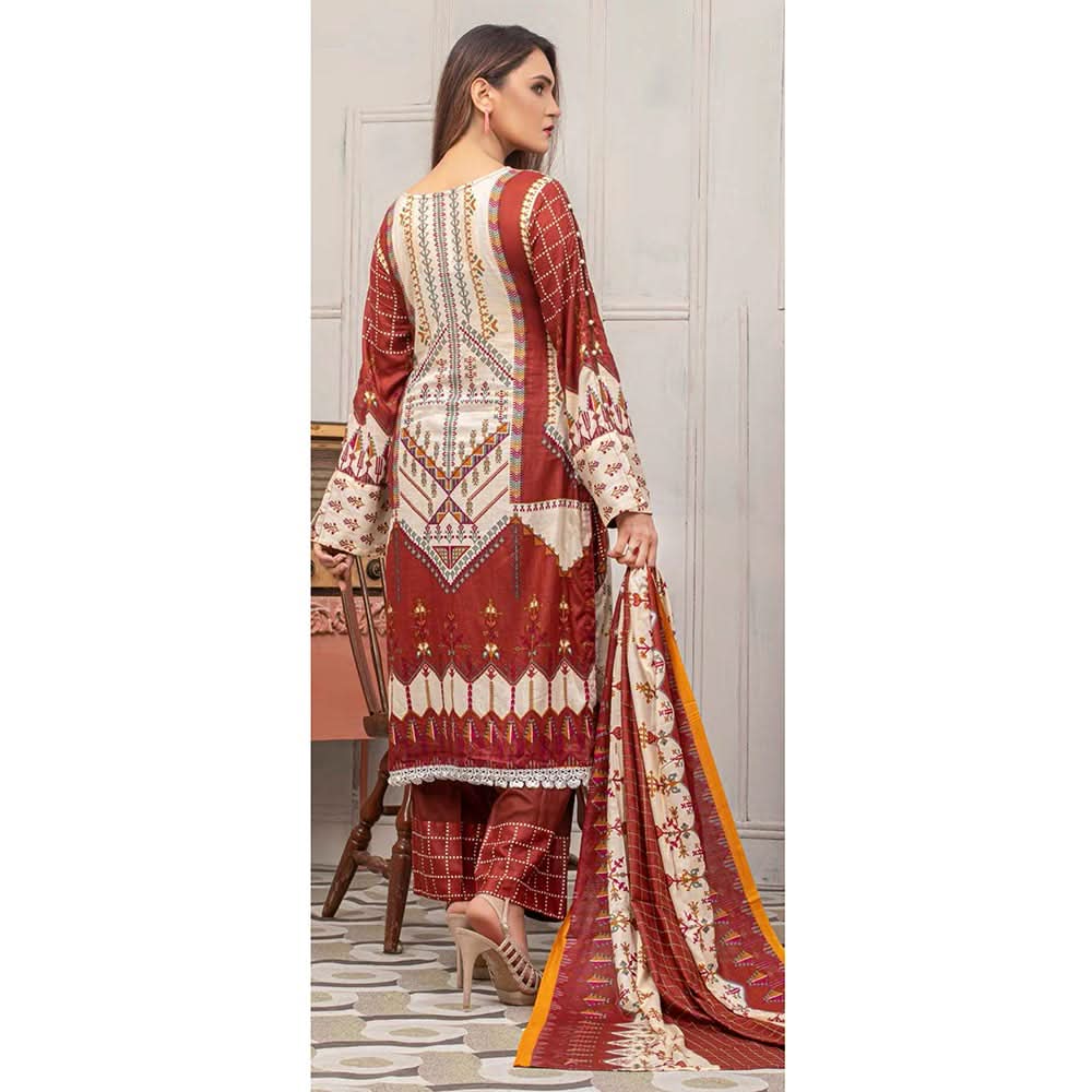 Three Star Printed Lawn 3 Pcs Un-Stitched Suit Vol 5 - 6-A, Women, 3Pcs Shalwar Suit, Al Dawood Textiles, Chase Value