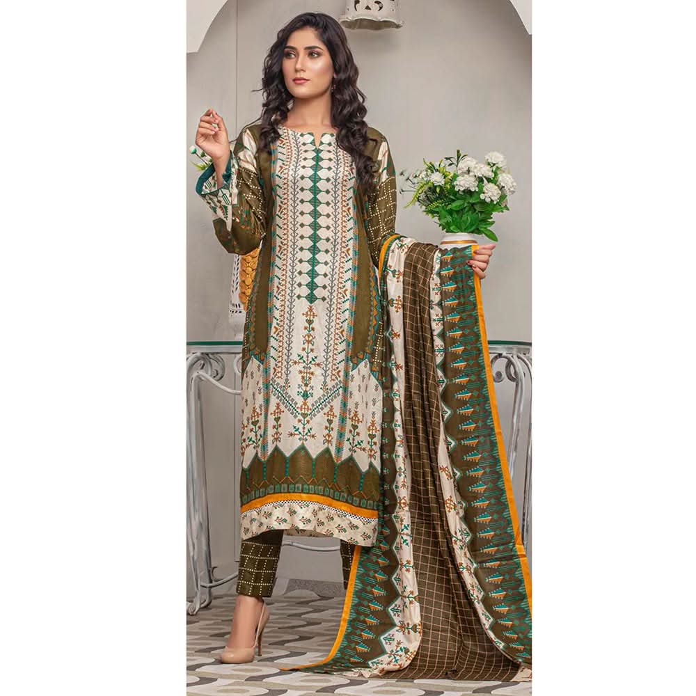 Three Star Printed Lawn 3 Pcs Un-Stitched Suit Vol 5 - 6-B, Women, 3Pcs Shalwar Suit, Al Dawood Textiles, Chase Value