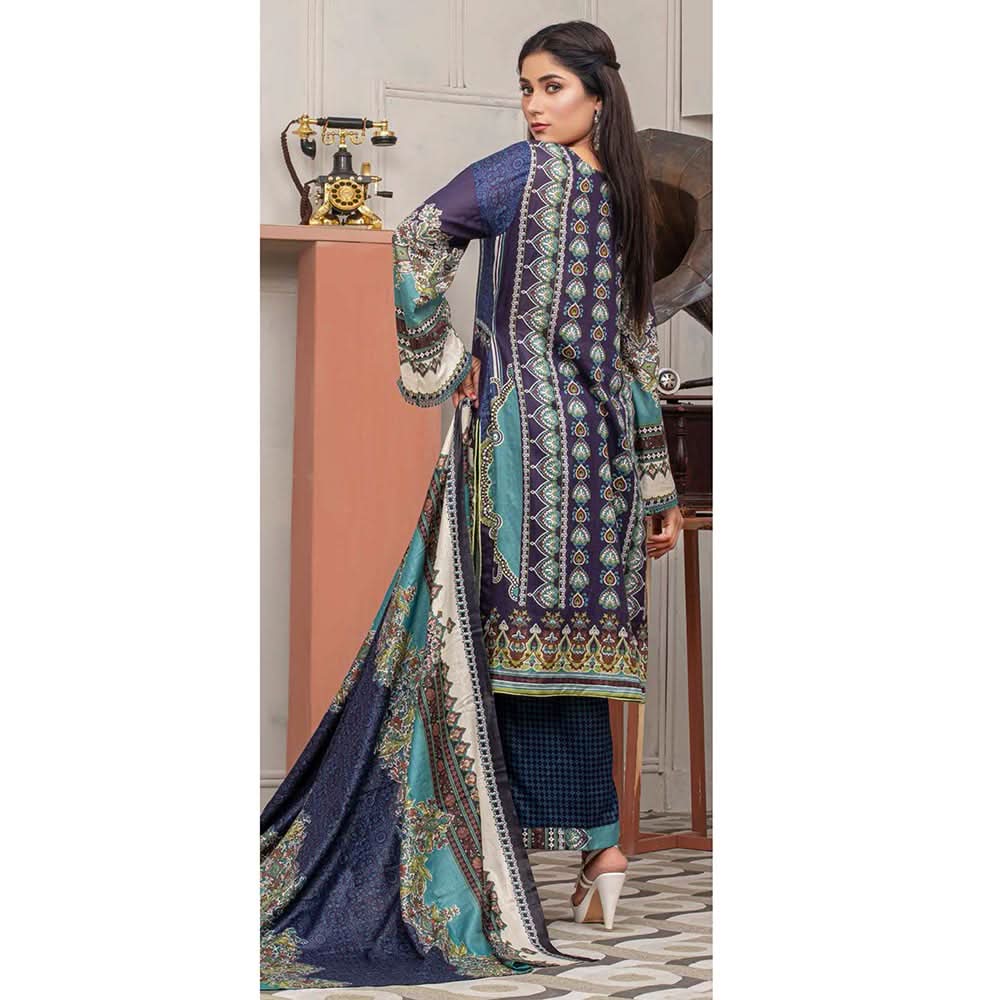 Three Star Printed Lawn 3 Pcs Un-Stitched Suit Vol 5 - 8-B, Women, 3Pcs Shalwar Suit, Al-Dawood Textiles, Chase Value