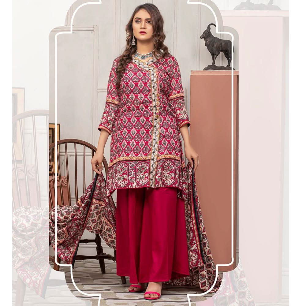 Three Star Printed Lawn 3 Pcs Un-Stitched Suit Vol 5 - 9-B, Women, 3Pcs Shalwar Suit, Al-Dawood Textiles, Chase Value
