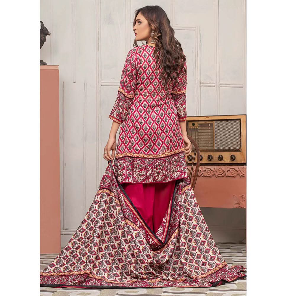 Three Star Printed Lawn 3 Pcs Un-Stitched Suit Vol 5 - 9-B, Women, 3Pcs Shalwar Suit, Al-Dawood Textiles, Chase Value